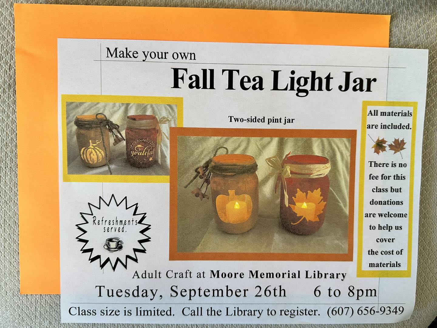 Fall Tea Light Craft – Free Creative Event!