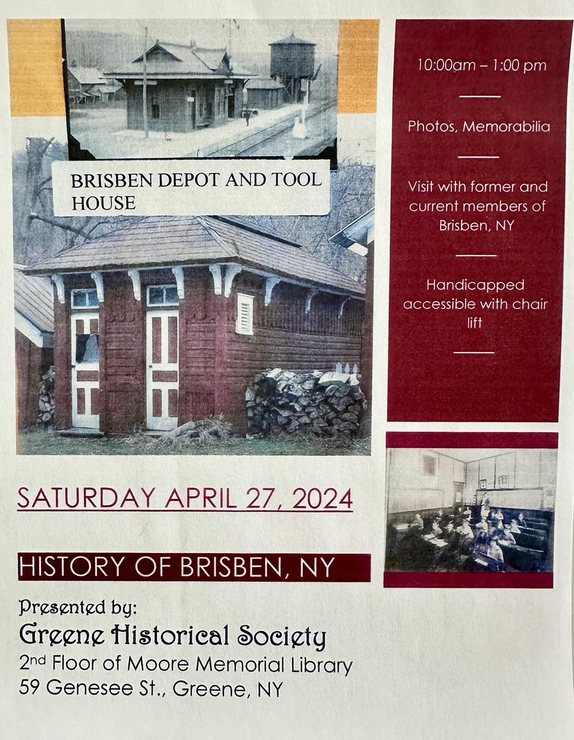 Saturday 4/27 ~ History of Brisben NY, Event