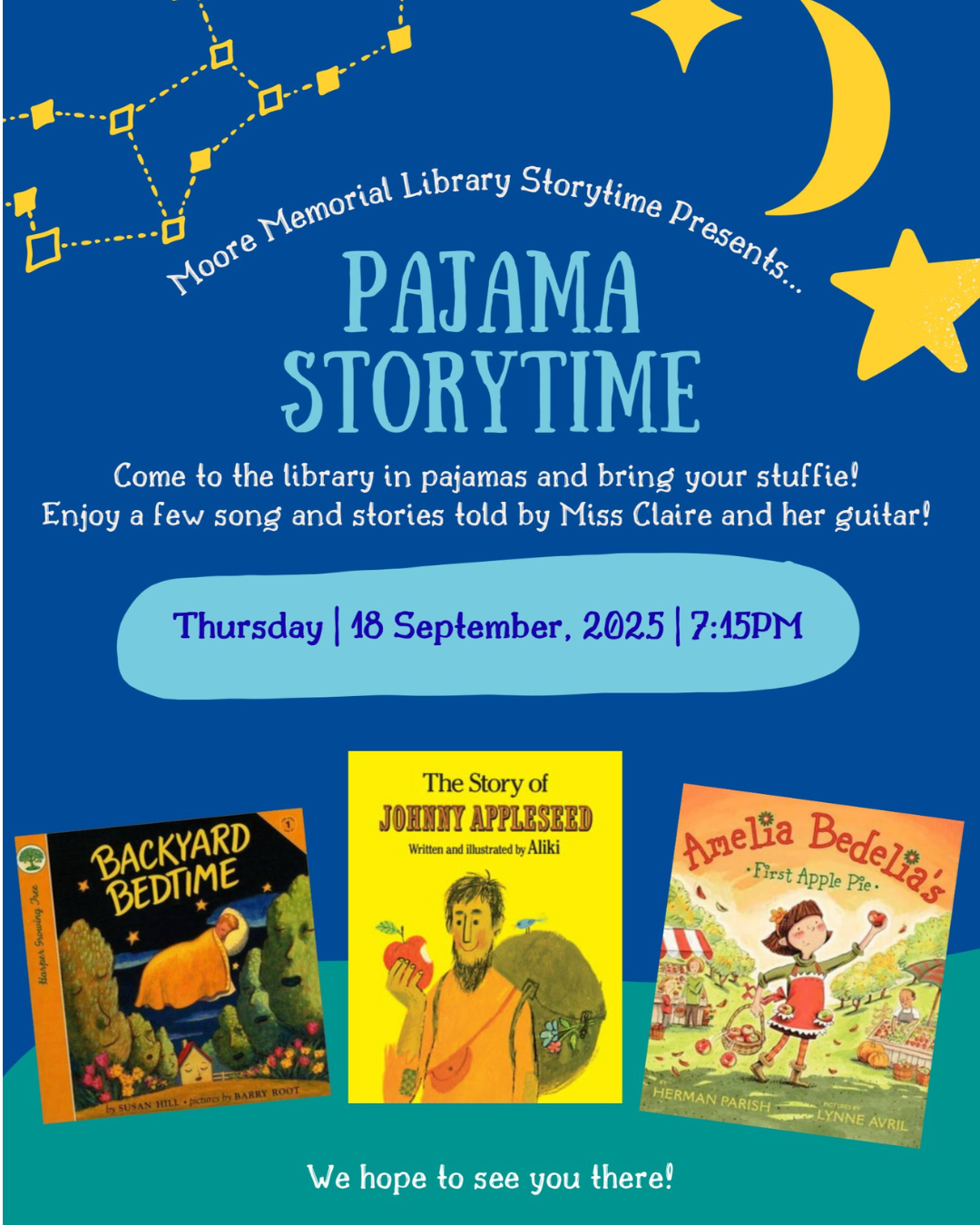 Thursday, Sept 18th at 7:15pm – Evening Storytime!