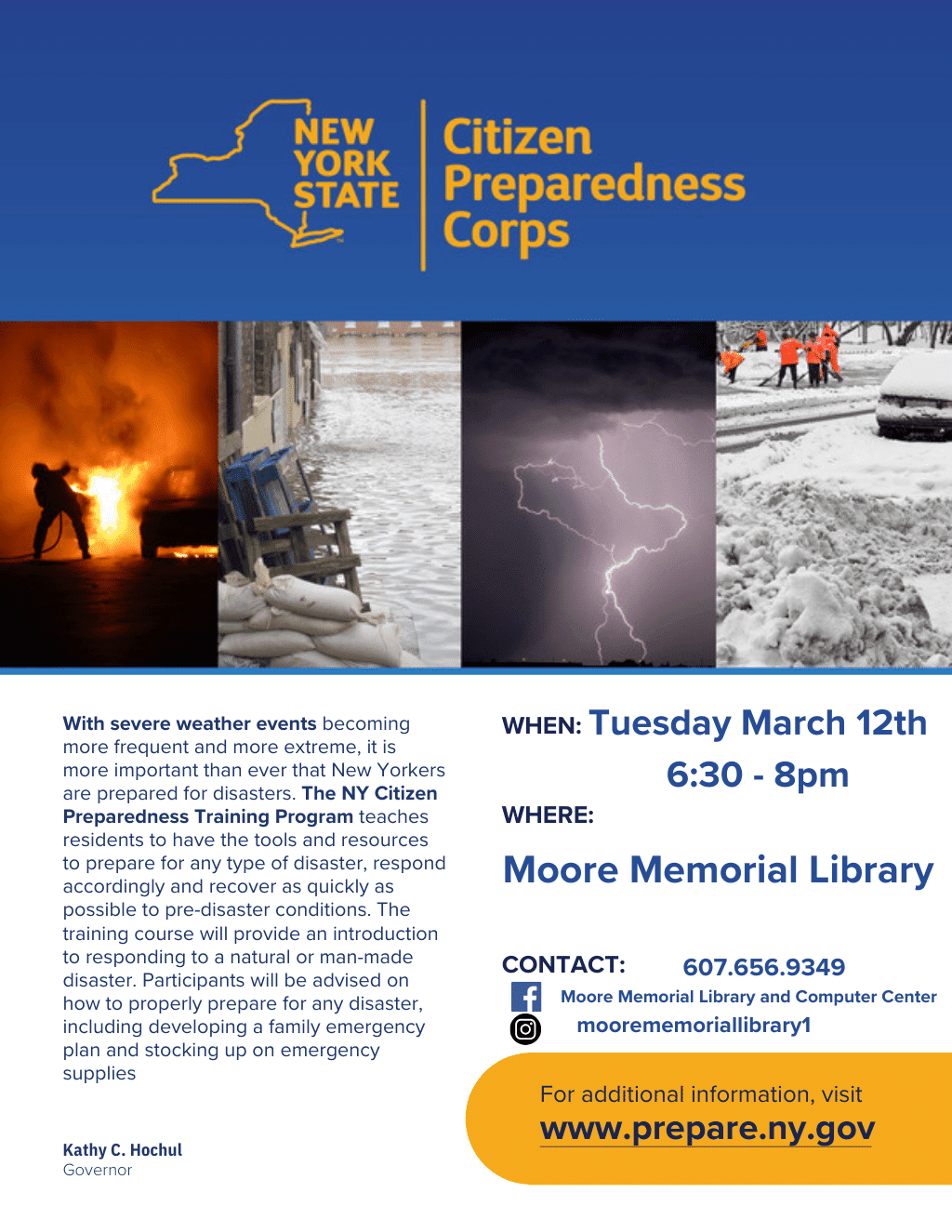 NY Citizen Preparedness Training Program: Tuesday, March 12 from 6-8pm
