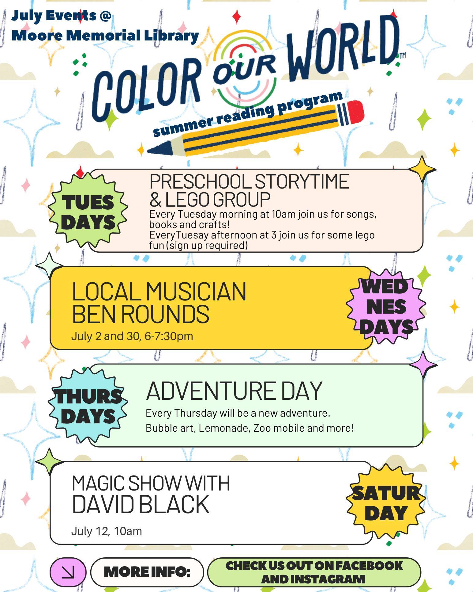Summer Reading and Event Program at a Glance