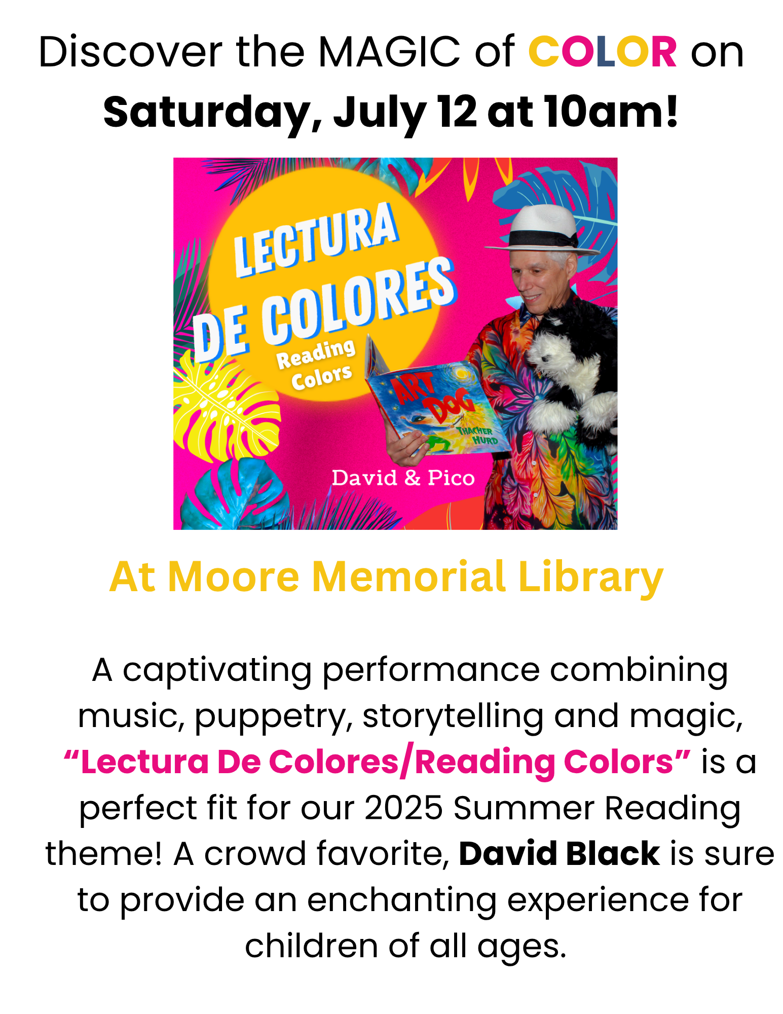 Magician/Storyteller David Black ~ Saturday, July 12th!