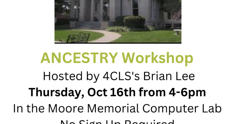 Genealogy Workshop: Thursday, October 16