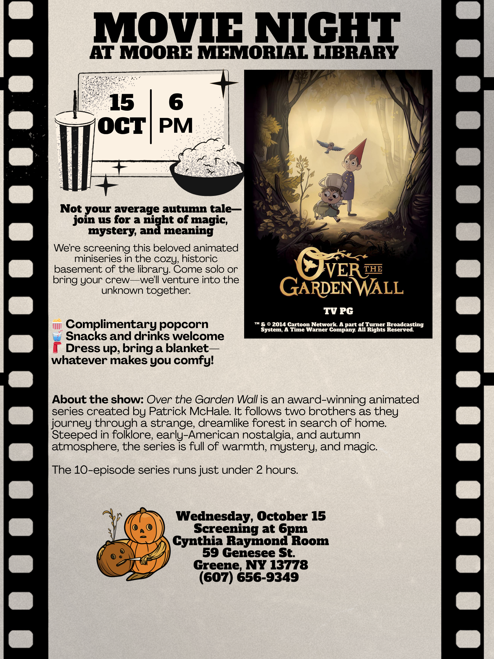 MOVIE NIGHT on Wednesday, October 15th at 6pm