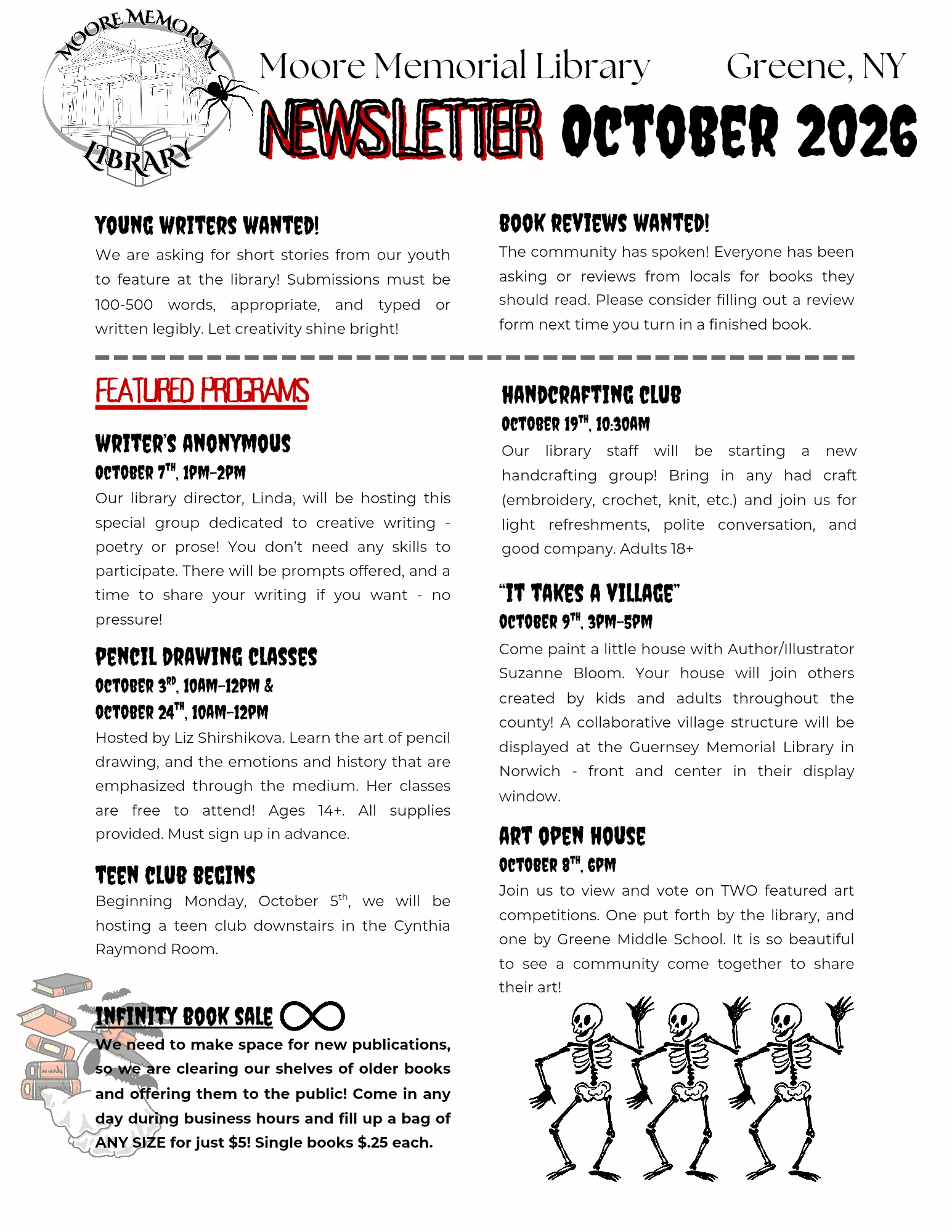 Hooray! A Moore Memorial Monthly Newsletter is Now Available