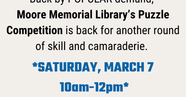 Puzzle Competition: Saturday, March 7