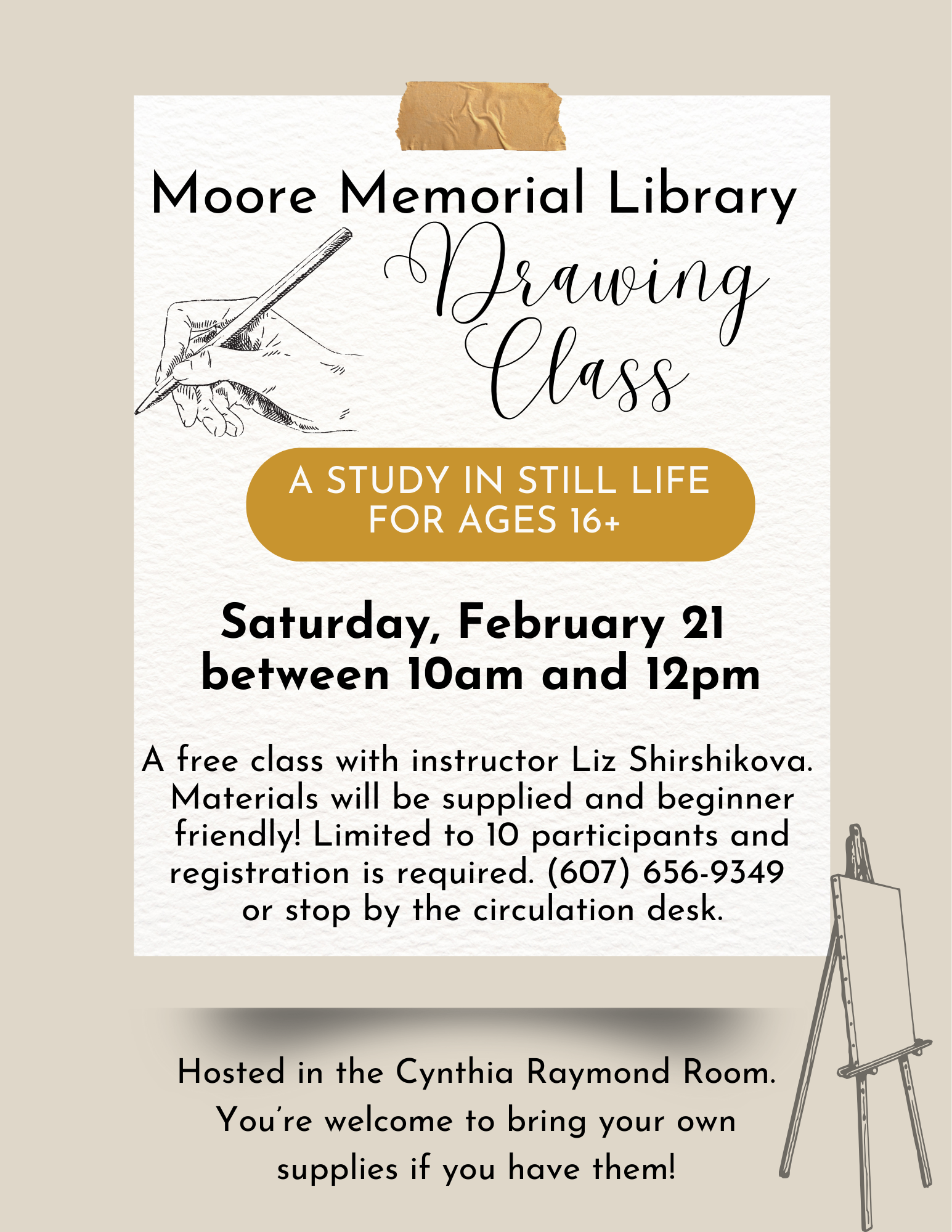 Still Life Drawing Class ~ Saturday, February 21 from 10am-12pm