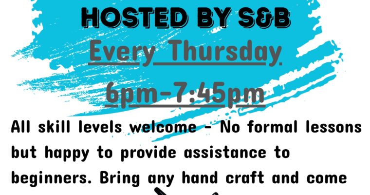 Knit and Crochet group EVERY Thursday 6pm-745pm
